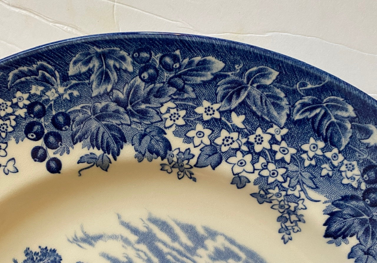 Blue Toile Transferware 11” Charger Plate Tudor Romantic England Grazi