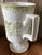Sage Green Transferware x Tall Footed Mug / Cup Roses Bird Butterfly