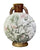 19C Antique Green Transferware English Moon Flask Pillow Vase w/ Roses Flowers