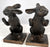 Pair of Vintage Bronze Standing Rabbit / Hare Book Ends Bookends