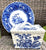 RARE Antique Victorian Staffordshire Blue English Transferware  Bird & Nest  Basket Box Aesthetic Movement
