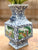 Vintage Chinese Underglaze Blue & White Enameled Twin Handled Vase Famille Rose