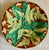Antique English Majolica Plate Fern Fronds Begonia Flowers Leaves