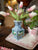 Vintage Chinese Underglaze Blue & White Enameled Twin Handled Vase Famille Rose