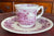 Purple Transferware Demi Demitasse Cup & Saucer English Cottage Scenery Booths