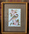 Vintage English Woven Silk Black Capped Chickadee & Apple Blossom Matted & Gold Frame