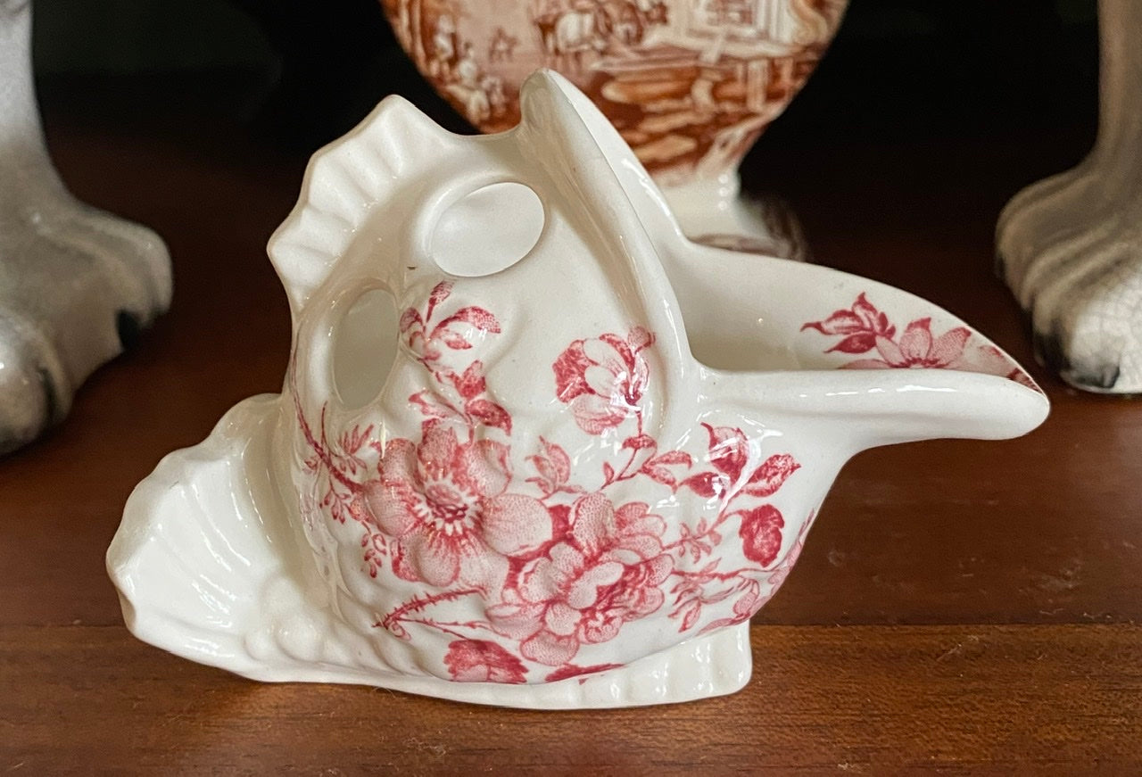 Red Transferware Fish Shaped Pencil or Toothbrush Holder Charlotte Sta