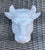 Vintage White Dimensional Cow / Bull Head Hanging Wall Pocket Figure