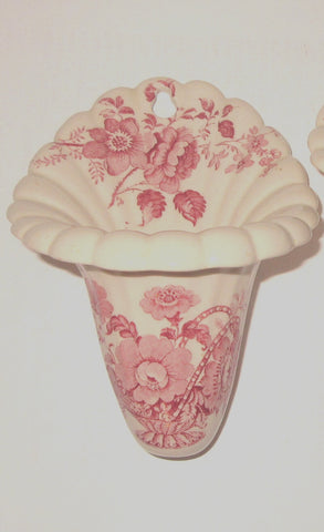 Clarice Cliff Jack in the Pulpit Hanging Wall Pocket / Vase Vase Vintage Red Transferware
