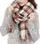 Cream Houndstooth & Plaid Reversible Oversized Table Runner Scarf Shawl - Extra Long Thick & Wide