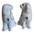 Vintage Pair White w/ Blue Peonies Transfer Flowers Chintz English Staffordshire Dogs