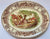 Polychrome Brown Transferware Platter Children Horses Pastoral Davenport Rural Scenes