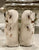 Tiny Pair White w/ Gold English Staffordshire Spaniel Wally Dog Figurines  - English Country Decor