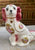 LG 12” Pair of Burgundy  & Floral Romantic Chintz English Transferware Staffordshire Spaniel Dogs
