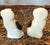 Tiny Pair Black & White English Staffordshire Spaniel Wally Dog Figurines  - English Country Decor