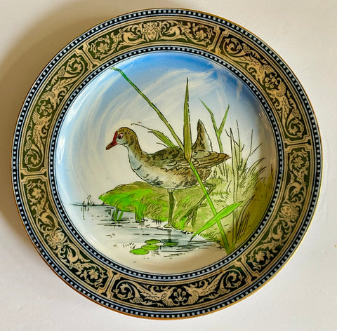 Antique 1903 Royal Doulton Woodcock Clobbered Transferware Plate Game Bird 1
