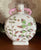 19C Chinoiserie Famille Rose Dual Handled Moon Flask Pillow Vase Dragonflies Butterflies Vines
