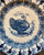 Antique  Blue  Transferware Thanksgiving Turkey Plate Florence Bisto Powell Bishop Stonier