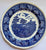 13” Blue Transferware  Wall Plaque Charger Platter Grazing Cattle Cows Sheep Horses w/ Rose Border English Scenic