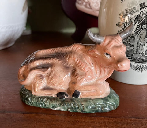 Vintage English Country Resting Bull / Cow Figurine