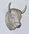 Vintage Butcher Shop Metal Pewter Relief Cow / Bull Head French Country Cottage  Kitchen