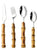 Service for 4 Real Bamboo Stainless Flatware Set Knife Spoons Forks