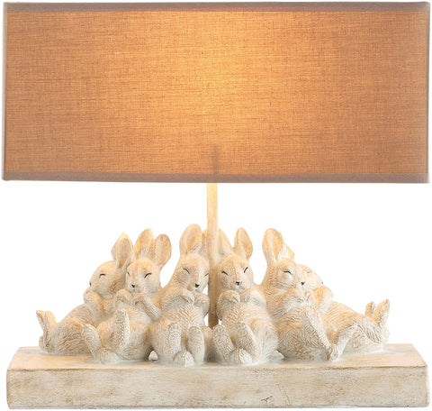 Brand New Sleeping Bunnies Rabbits Lamp w/ Rectangular Linen Shade
