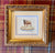 Double Matted Gold Framed Pug Dog on Blue & White Pillow Print