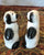 Tiny Pair Black & White English Staffordshire Spaniel Wally Dog Figurines  - English Country Decor