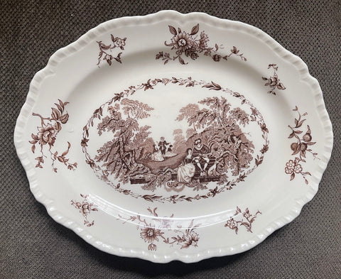Mason's Romantic Watteau English Victorian Brown Transferware Platter
