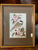 Vintage English Woven Silk Black Capped Chickadee & Apple Blossom Matted & Gold Frame