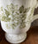 Sage Green Transferware x Tall Footed Mug / Cup Roses Bird Butterfly