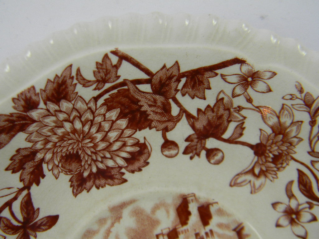 Vintage Spode Aster Brown Transferware Canape' Plate Copeland Beverley