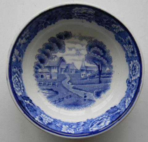 Blue & White China Transferware Staffordshire Salt Cellar Butter Dip 13 sided  English Scenery Wood and Sons
