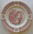 Aesthetic Movement Style Red Transferware Plate Asian Oriental Motif Birds & Flowers Chinoiserie