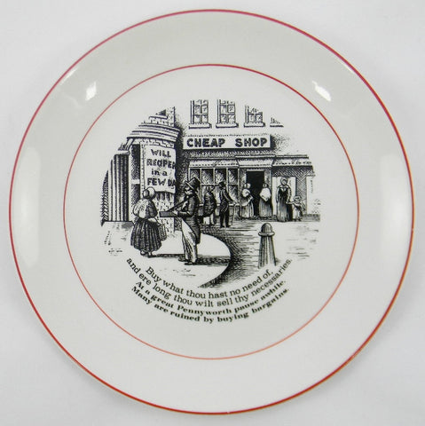 James Kent "Old Foley" The Way to Wealth - Wise Sayings Black Transferware Plate 2
