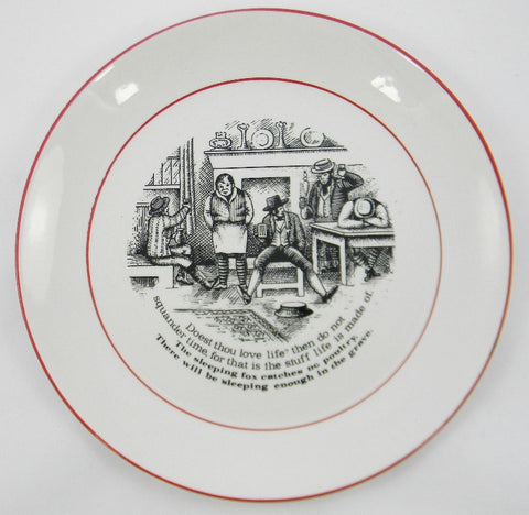 James Kent "Old Foley" The Way to Wealth - Wise Sayings Does Thou Love Life Black Transferware Plate 4