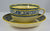 Vintage Two Color English Transferware  Adams Tea Cup & Saucer Blue Purple Yellow Deer & Lake Scenery