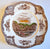 Vintage Brown Transferware Square Plate Roses Belvoir Castle Picnic Pastoral Scene