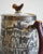 Antique Circa 1934 Faux Bois Black English Transferware Coffee / Water Pot Silver Shield Wood Grain Antler Shaped Details