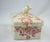 Figural Cow Topped Lidded Butter Box or Tea Caddy Red Transferware