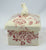 Figural Cow Topped Lidded Butter Box or Tea Caddy Red Transferware