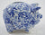 Vintage Figural Blue Transferware Chintz Pig Piggy Bank by James Kent Hard to Find