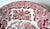 Red Transferware Plate English Row Boat on the River with Roses & Scrolls