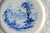 Vintage Blue Transferware Cream Ware Scenic Plate English Country Manor House Embossed Oak Leaf & Acorn Border