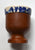 Antique Blue Willow English Transferware & Wood Pedestal Egg Cup