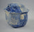 Blue and White Staffordshire Transferware Tea Caddy Jenny Lind Figural Face Shaped Handles Lidded Jar