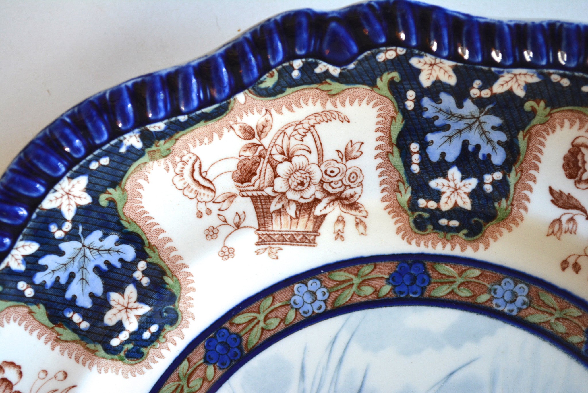Spode Copeland Upland No. 7 Plover Game Birds Enameled Clobbered Antiq