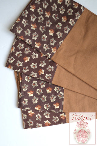 Set of 4 Country French Custom Made Autumn Leaves Cloth 11" Napkins