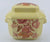 Vintage Red Polychrome Transferware Tea Caddy Figural Face Shaped Handles Lidded Jar